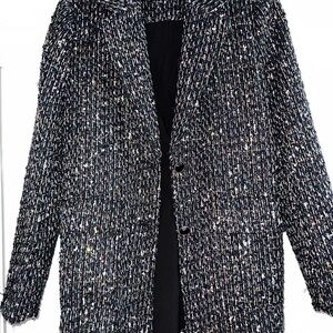 Elie Tahari Black and White Tweed Blazer Small P